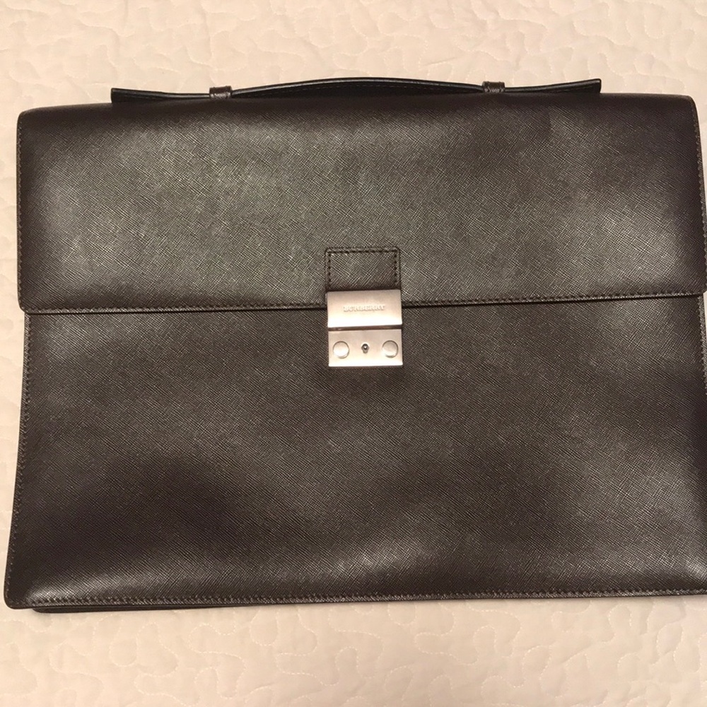Burberry Grained Leather Briefcase. New w/o tags